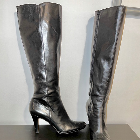 Nine West black leather boots - Picture 1 of 2